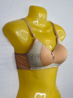 Padded Bra with Striped Design and Bow Accent