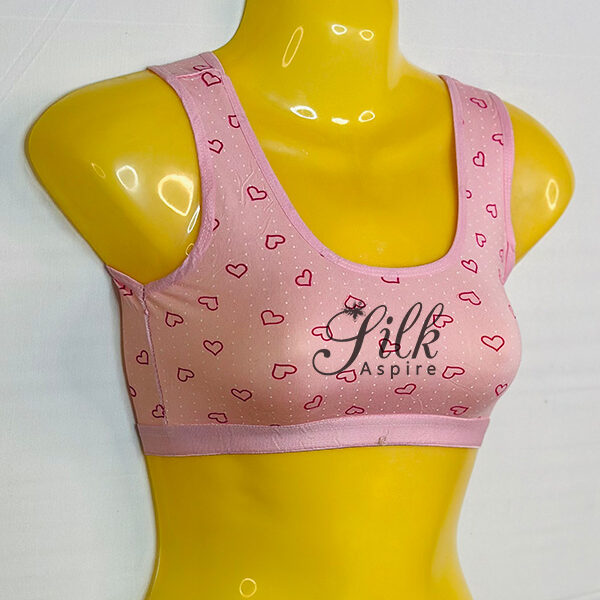 Blouse Heart Pattern Bra with Scoop Neck