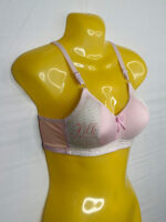 Padded Bra with Striped Design and Bow Accent