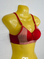 Padded Bra with Striped Design and Bow Accent