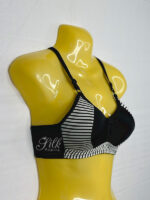 Padded Bra with Striped Design and Bow Accent