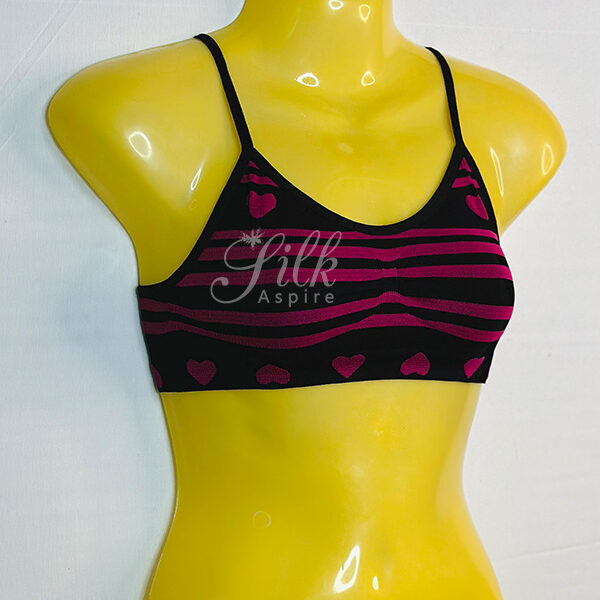 Heart Print Bralette with Spaghetti Straps