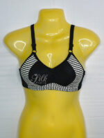Padded Bra with Striped Design and Bow Accent