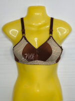 Padded Bra with Striped Design and Bow Accent
